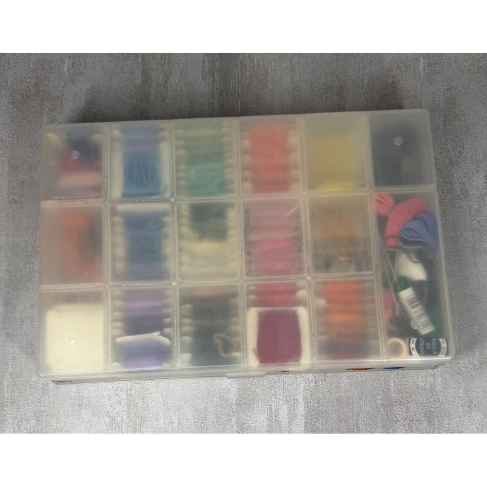 Vintage Darice Embroidery Floss Lot Storage Case DMC JP Assorted Colors Bobbins